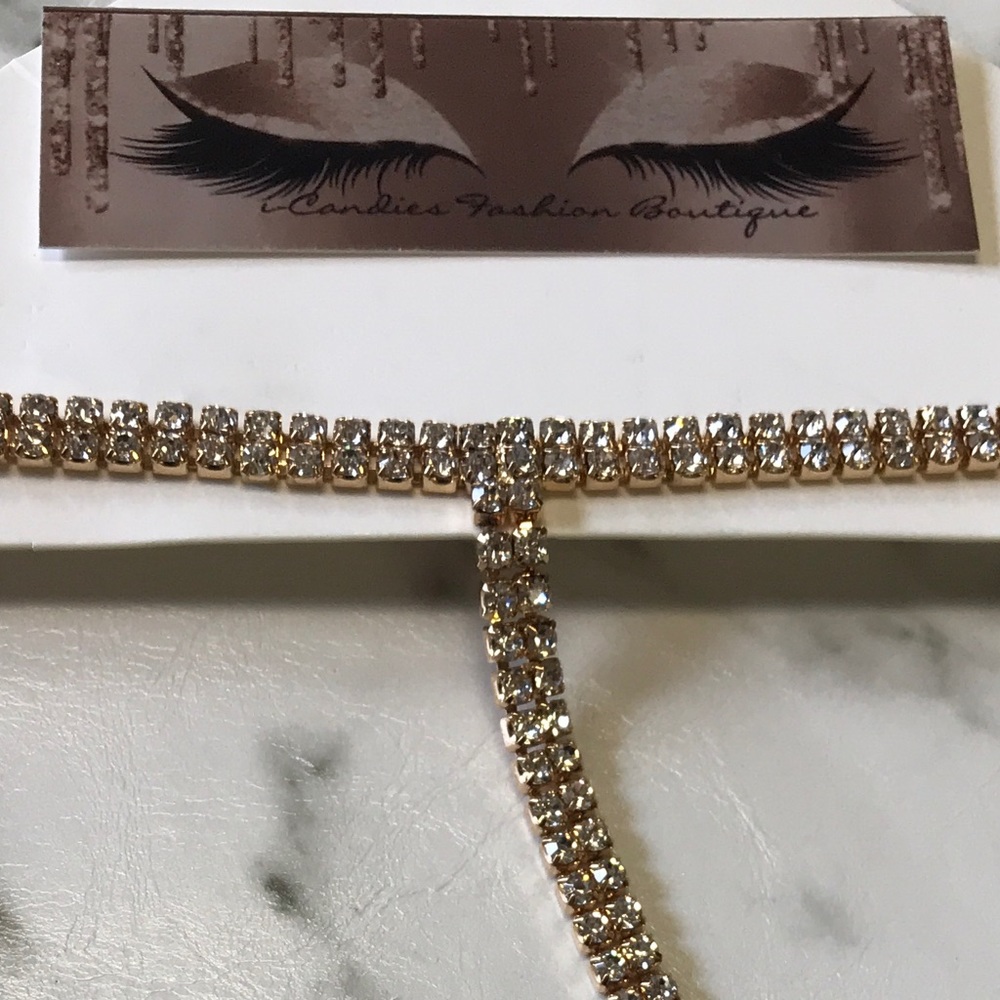 ‼️ Cleavage Diamond Rhinestone T Chain Necklace - Picture 7 of 7